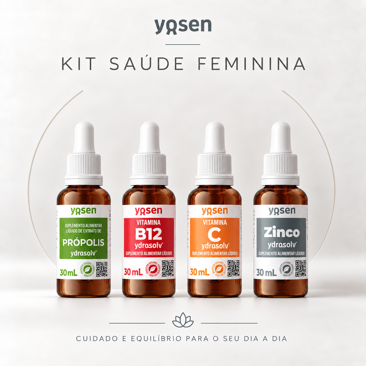 Kit Saúde Feminina: Juventude - Vitamina B12, Vitamina C, Zinco e Própolis