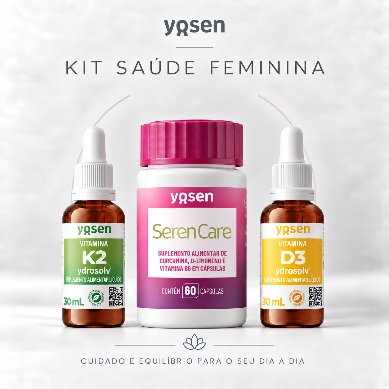 Kit Saúde Feminina: Menopausa - Serencare, K2 e D3